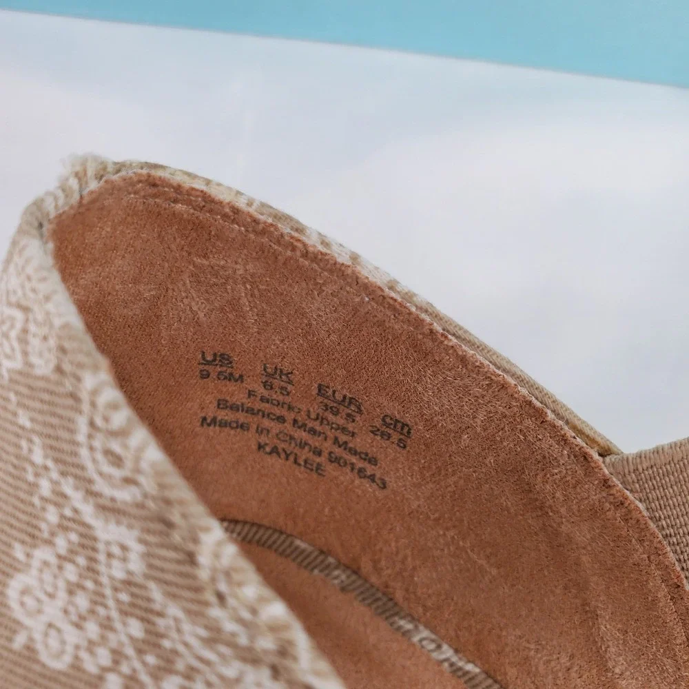 LifeStride Kaylee Khaki Paisley Espadrille Wedge Sandals Womens 9.5 M Round Toe